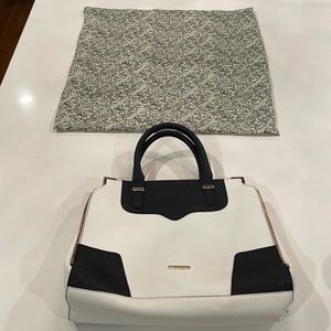 Structured black and white tote by Rebecca Minkoff, great condition, 14x10”